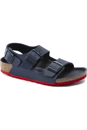 Birkenstock Milano Kids Sandalen Desert Soil Blue Red Narrow-fit | | Imitatieleer |