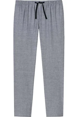 Schiesser Mix+Relax lounge broek - lange pijpen - dun niet elastisch - zwart met wit visgraat dessin