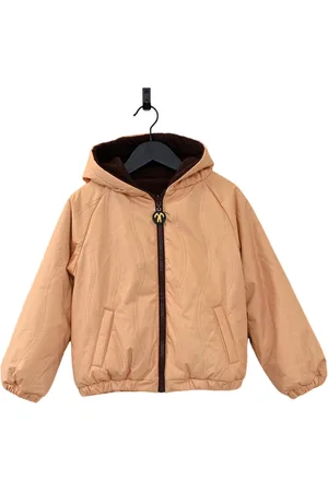 Ducksday Omkeerbare Winterjas - Baby - Jongen - Meisje - Waterdicht - Sherpa fleece - Geel - Donkerbruin teddy - Unisex - maat 74 - valt klein