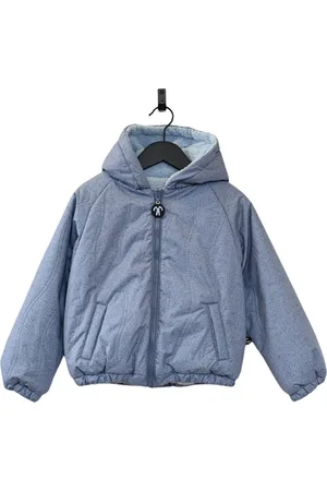 Ducksday Omkeerbare Winterjas - Kinderen - Jongen - Meisje - Waterdicht - Sherpa fleece - Winddicht - Bomberjacket - Jeans blauw - Lichtblauw teddy - Unisex - maat 146/152 - valt eerder klein
