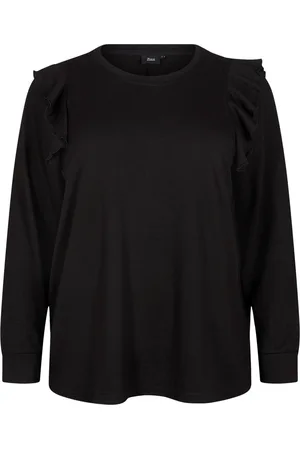 Zizzi VLUCCA, L/S, FRILL BLOUSE Dames Blouse - Black