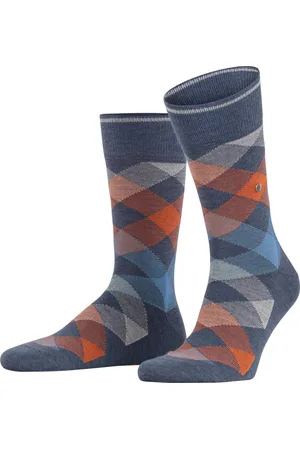 Burlington Newcastle one-size, met patroon wol sokken heren blauw
