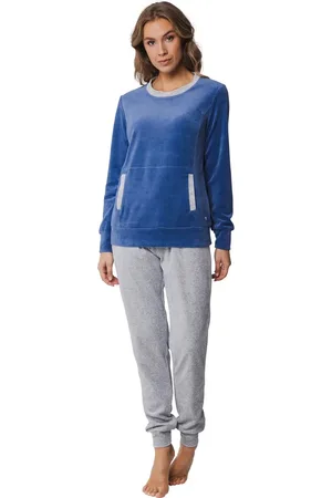 Pastunette Warme dames pyjama Velours - Lightblue - 48