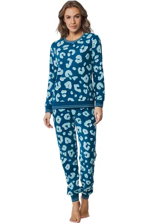 Rebelle Warme pyjama dames Fleece - Laura - Winter pyjama ronde hals met boordjes - 40