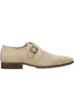 Manfield Heren - suède gespschoenen met print