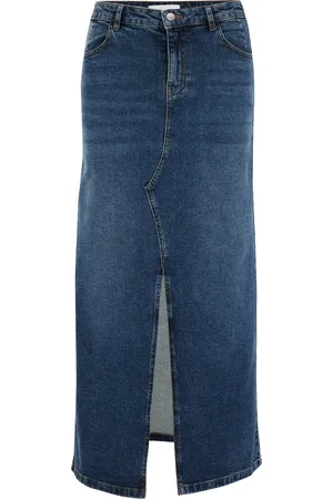 WE Fashion Dames high rise maxi denim rok