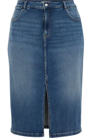 WE Fashion Dames high rise denim rok - Curve