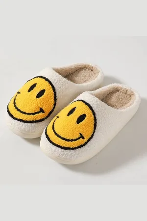 Merkloos Smiley pantoffels valt klein - sloffen dames en heren - smiley sloffen