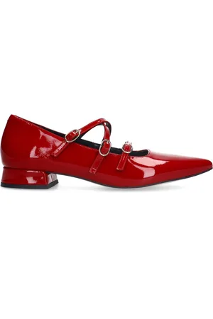 Manfield Dames - Rode lakleren loafers met hak