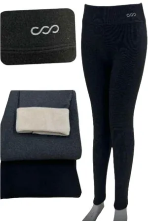 Merkloos Fleece Thermo legging | Thermo broek | Fijne Rib | Extra warm gevoerd legging | S/M 36-38 |