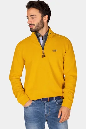 NZA NZA - Okergele katoenen sweater met halve rits