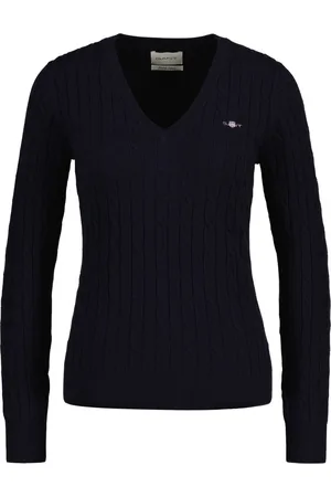 GANT Gebreide trui STRETCH COTTON CABLE V-NECK