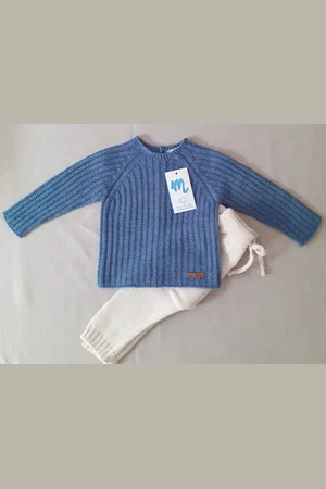 Mac Gebreid Baby Pakje 2-dlg |Stoer jongens pakje | 9400R | broek met jeansblauw truitje | 3 maand | maat 62
