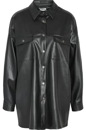 Noisy May Blouse Nmflanny L/s Oversize Pu Shirt Noos 27022945 Black Dames