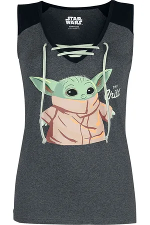 STAR WARS Baby Grogu Top grijs gemêleerd-zwart XXL Dames