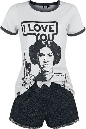 STAR WARS Leia Organa - I Love You Pyjama grijs-zwart S Katoen