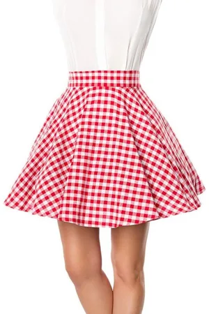 Belsira Kurzer Swing-Rock Korte rok rood-wit XL Katoen Dames - Rockabilly