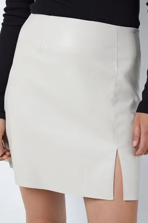 Noisy May Rok Nmclara Penny Pu Hw Slit Skirt Noos 27021277 Moonbeam Dames