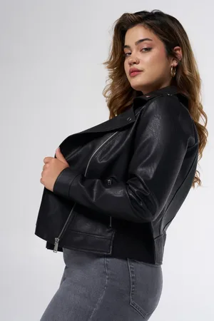 MS Mode Jas Leerlook jasje met zilveren details