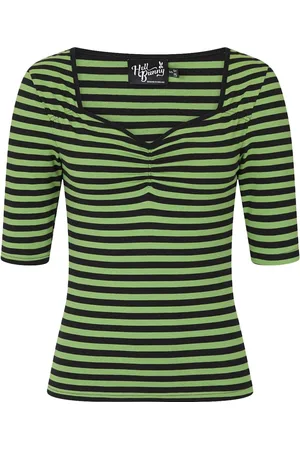 Hell Bunny Warlock Top Shirt met lange mouwen groen-zwart M Dames