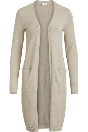 VILA Vest Viril L/s Long Knit Cardigan-noos 14042770 Natural Melange Dames
