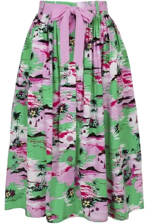 Hell Bunny Kai Skirt Medium-lengte rok meerkleurig M Viscose Dames - Basics, Huwelijk