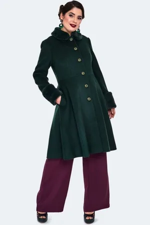 Voodoo Vixen Faux Fur Trim Flare Coat Lange jassen XS Dames