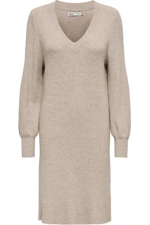ONLY ONLKATIA LS V-NECK DRESS KNT NCA Dames Jurk