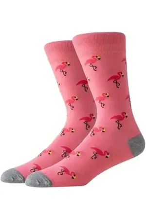 Merkloos Flamingo Sokken | Grappige Sokken | | One Size (35-38) | | Grappig | Cadeau Tip | Kadotip | Kinder Sokken
