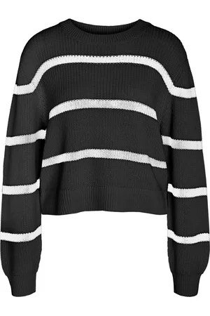 Noisy May Trui Nmmaysa L/s Stripe O-neck Knit 27027632 Black Dames