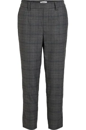 Object OBJLISA SLIM PANT AOP NOOS - Grey/BIJOU BLUE/BLACK
