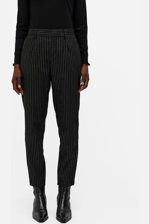 Object OBJLISA SLIM PANT AOP NOOS - Black/PINSTRIPE WHITE