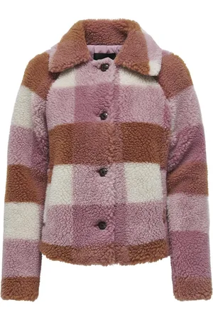 ONLY Jas Onlemily Check Teddy Jacket Otw 15334996 Moonbeam/mesa Rose Dames
