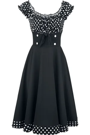 Belsira Schulterfreies Swing-Kleid Medium-lengte jurk zwart-wit XL Dames