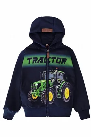 Merkloos Kinder vest sweatvest John Deere tractor trekker kleur hoodie maat 92