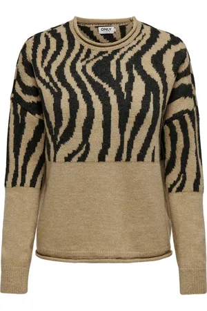 ONLY ONLJADE ZEBRA LS O-NECK CC KNT Dames Trui
