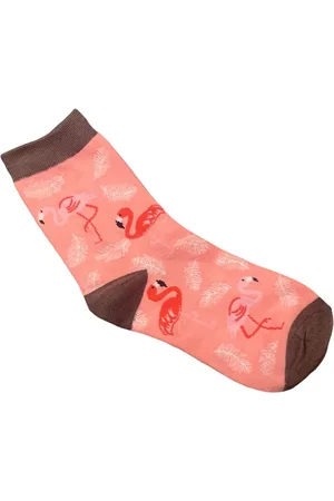 Merkloos /Bruine Flamingo Sokken | Grappige Sokken | | One Size (35-38) | | Bruin | Grappig | Cadeau Tip | Kadotip | Kinder Sokken
