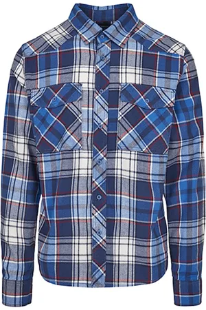 Build Your Brand Flanel Checked Overhemd met borstzakken Navy/Red - S