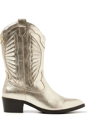 Lazamani Milou Dames Cowboy Laarzen Leer Gold