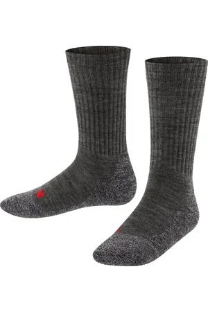 Falke Active Warm anatomische pluche zool merinowol functioneel garen kindersokken meisjes jongens grijs