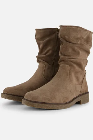 Feyn Giulia Plooi Enkellaarsjes taupe Suede