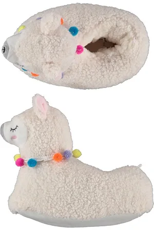 Apollo Dames dieren pantoffels/sloffen alpaca - creme wit - maat 39-40