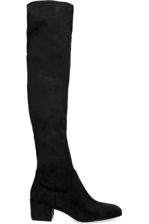 Manfield Dames - Zwarte suèdine overknee laarzen