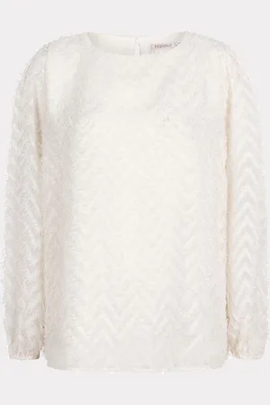 Esqualo Blouse R/neck fluffy zigzag plumetis