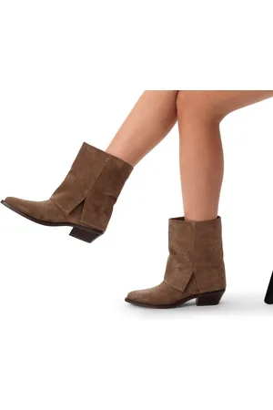 Manfield Dames - suède cowboy laarzen met flap
