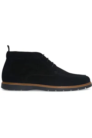 Manfield Heren - Zwarte suède veterboots