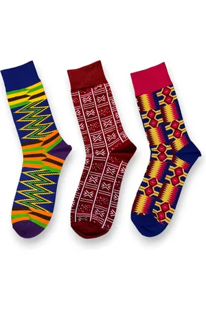 Merkloos Afrikaanse sokken / Afro sokken / Set van 3 paar - Afrika print kousen / Vrolijke sokken