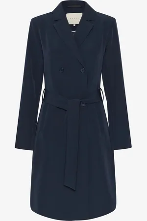 Kaffe Lange Mantel - Midnight Marine