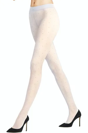 Falke Dot mat met patroon ultra transparant 15 Denier panty maillot dames wit