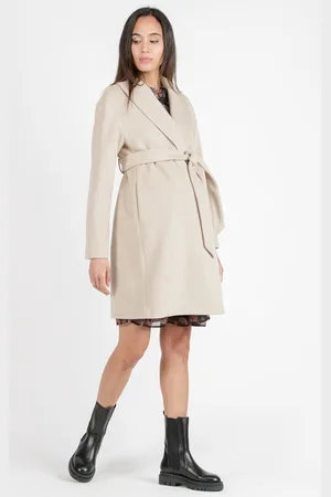 Attesa BETTY - Zwangerschapsjas met stoffen riem cream L